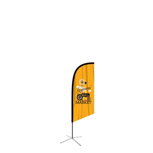 small angled feather flag single side graphic